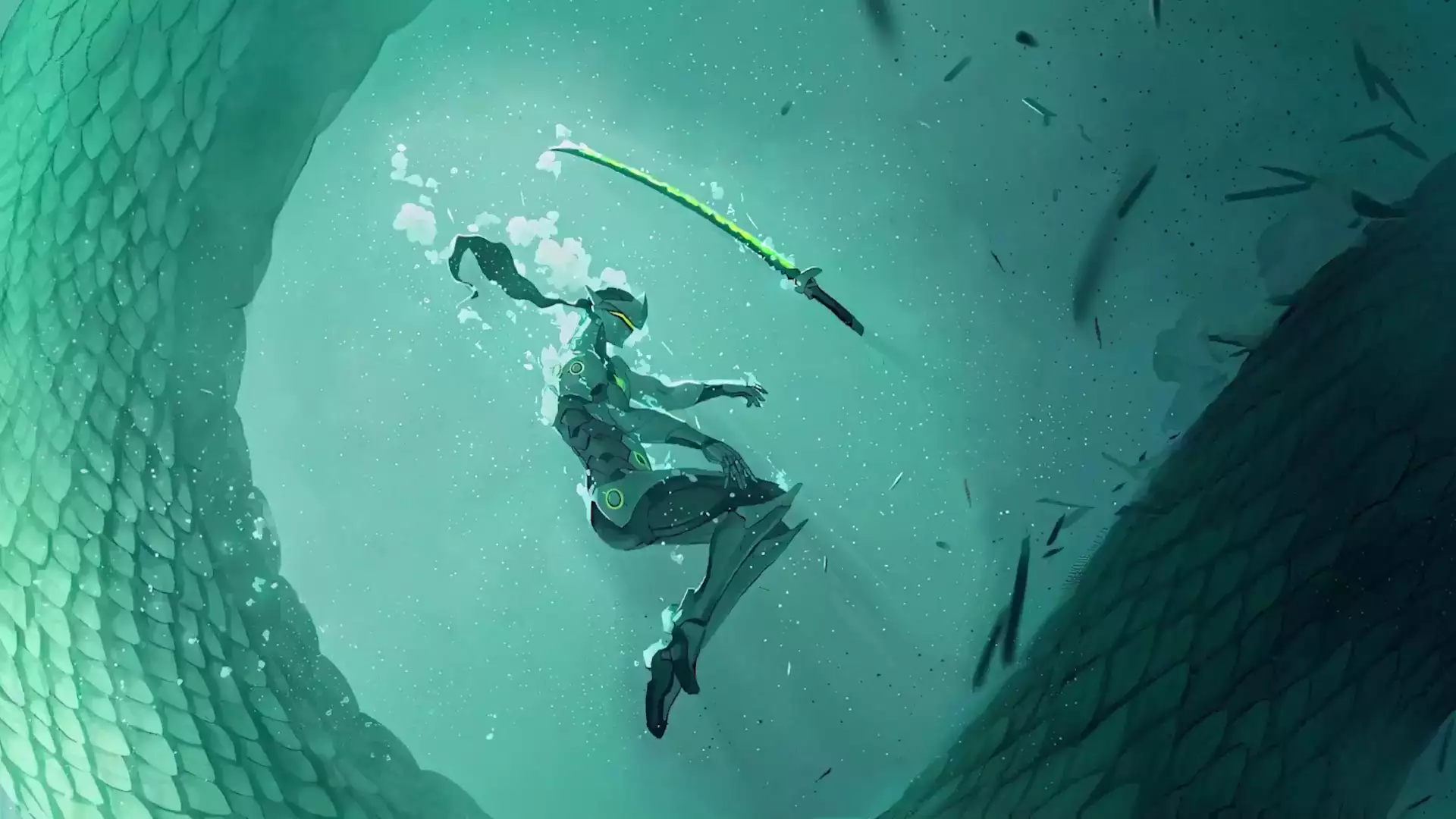 Картинка Genji Underwater Overwatch