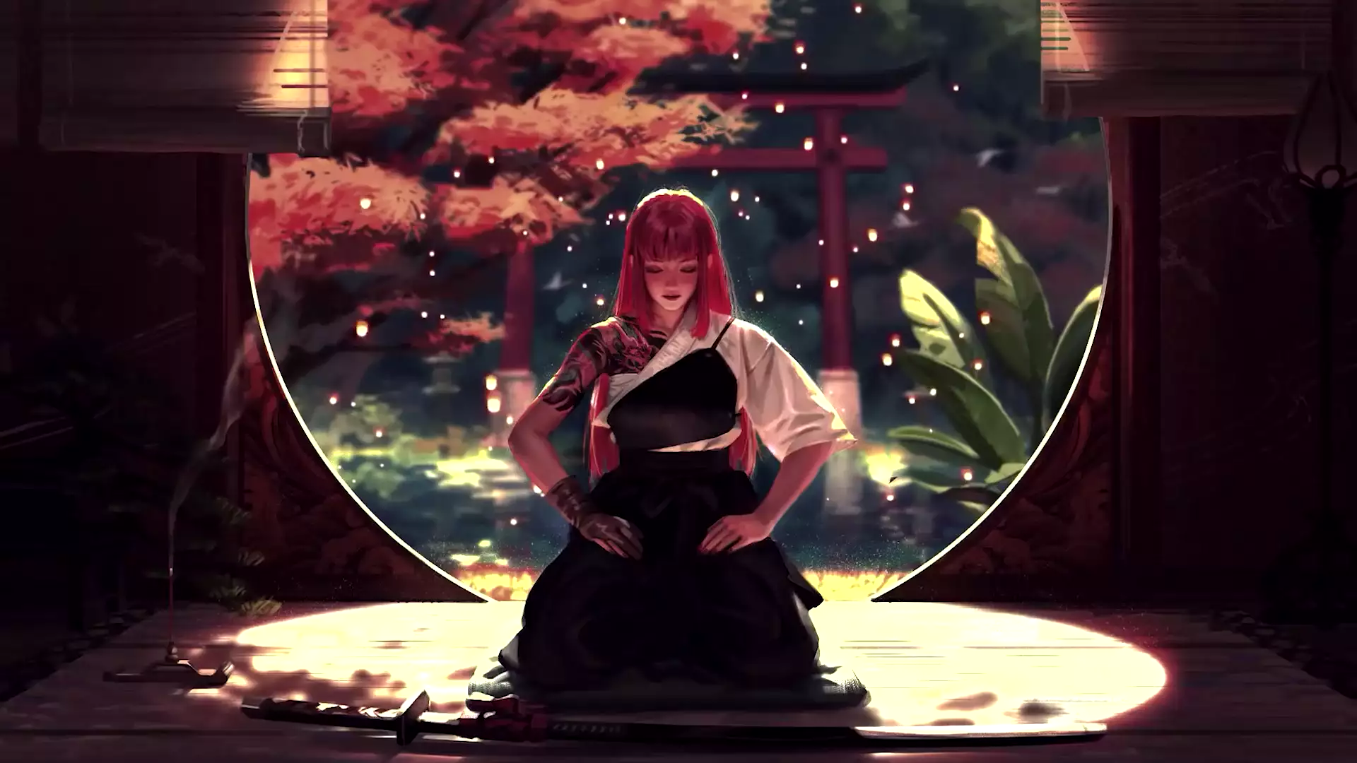 Картинка Samurai Girl Meditate