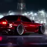 Видео обои Mazda RX7 ночью в городе