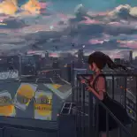 Видео обои Аниме девушка на балконе