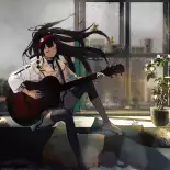 Видео обои Красивая девушка играет на гитаре